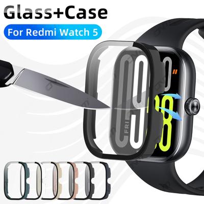 Szkło+Etui dla Xiaomi Redmi Watch 5 Szkło Hartowane Ochraniacz Ekranu i Twardy PC Ochronny Bumper dla Redmi Watch5 Akcesoria