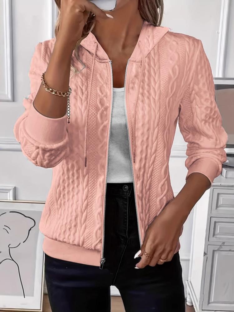 

Женская повседневная куртка с капюшоном на молнии - Пальто с длинными рукавами, эластичными манжетами и капюшоном на шнурке, однотонная универсальная верхняя одежда на осень/зиму 2XL розовый