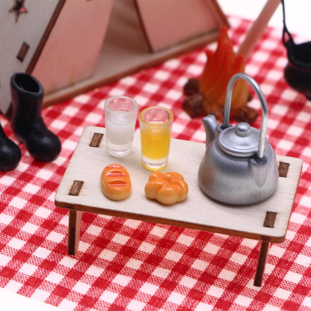 Miniature Wooden Paintable Tent Camping Scene Decoration Dollhouse Accessories Outdoor Scene Props Craft Project Kits