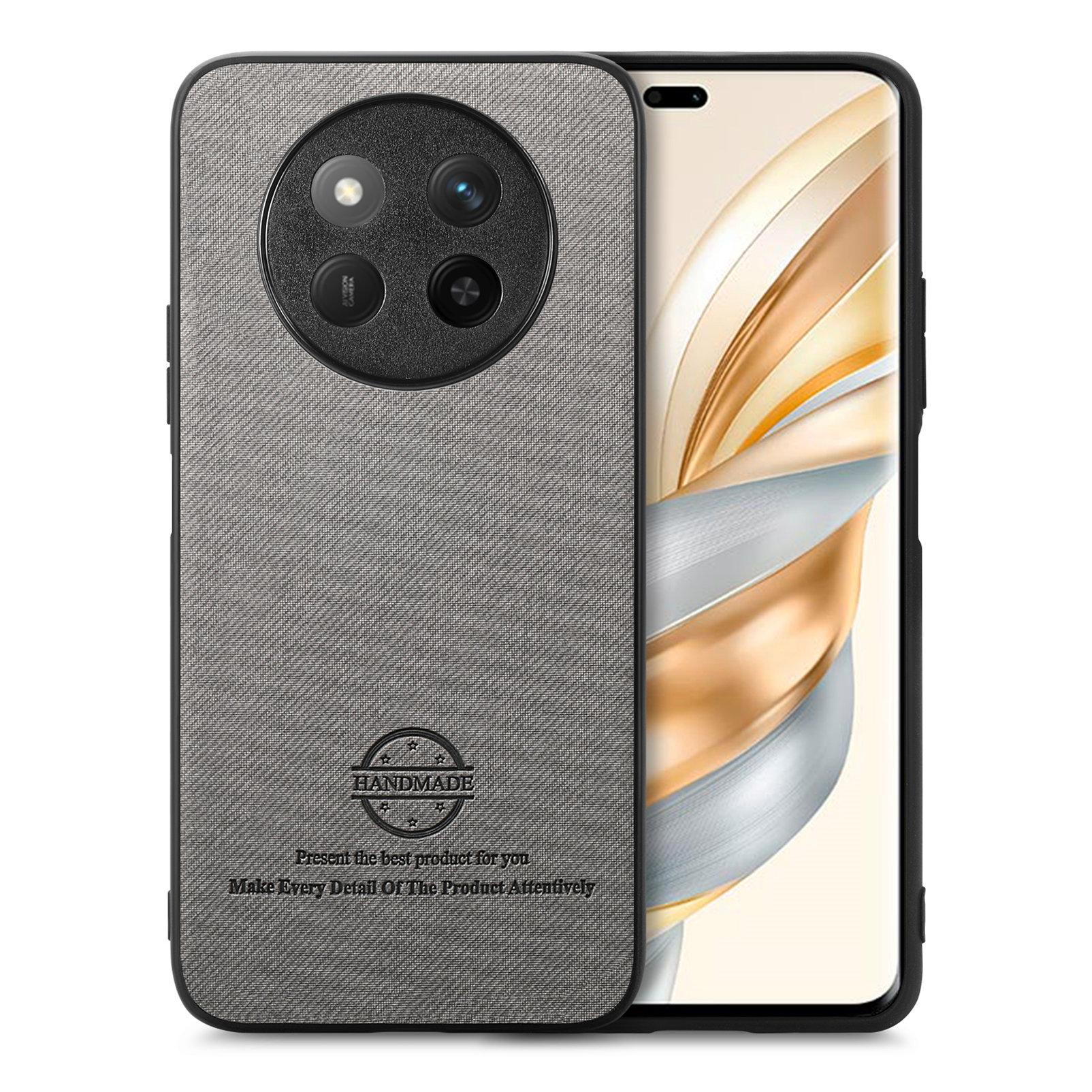 

For Honor X60 Pro 5G/Honor X9c 5G Leather Phone Back Cover with Cloth Texture Grey