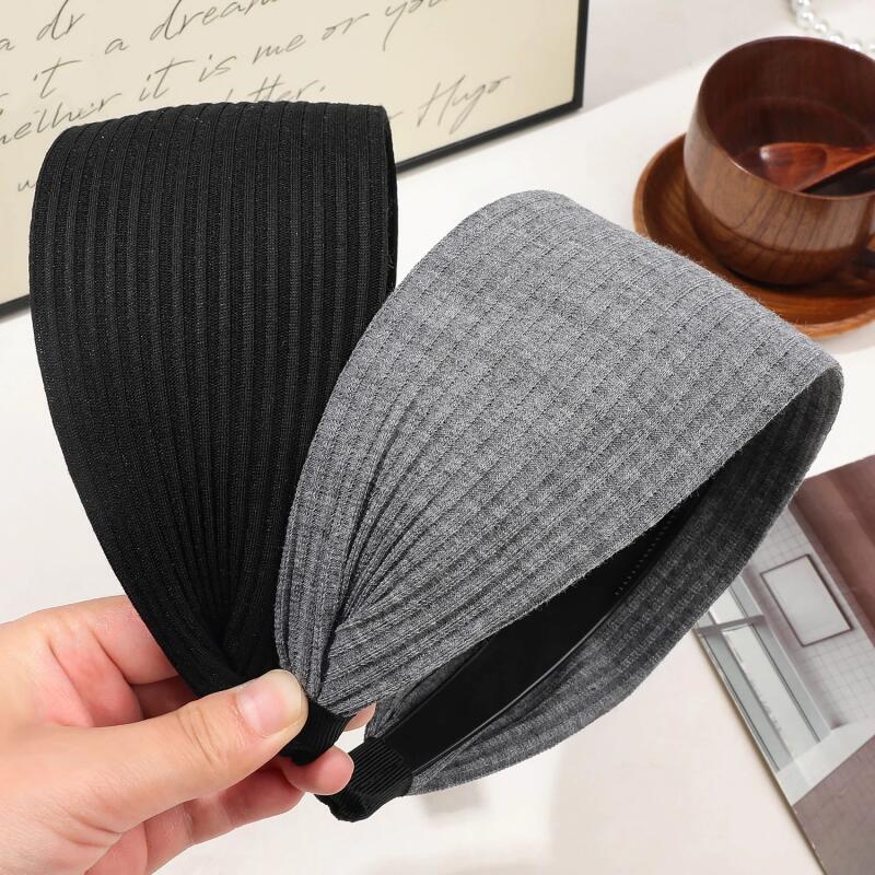New Fashion Wide Hair Hoop Hairband Solid Stripes Hair Bands for Women Girls Nonslip Twilled Headbands Hair Accessories Headwear
