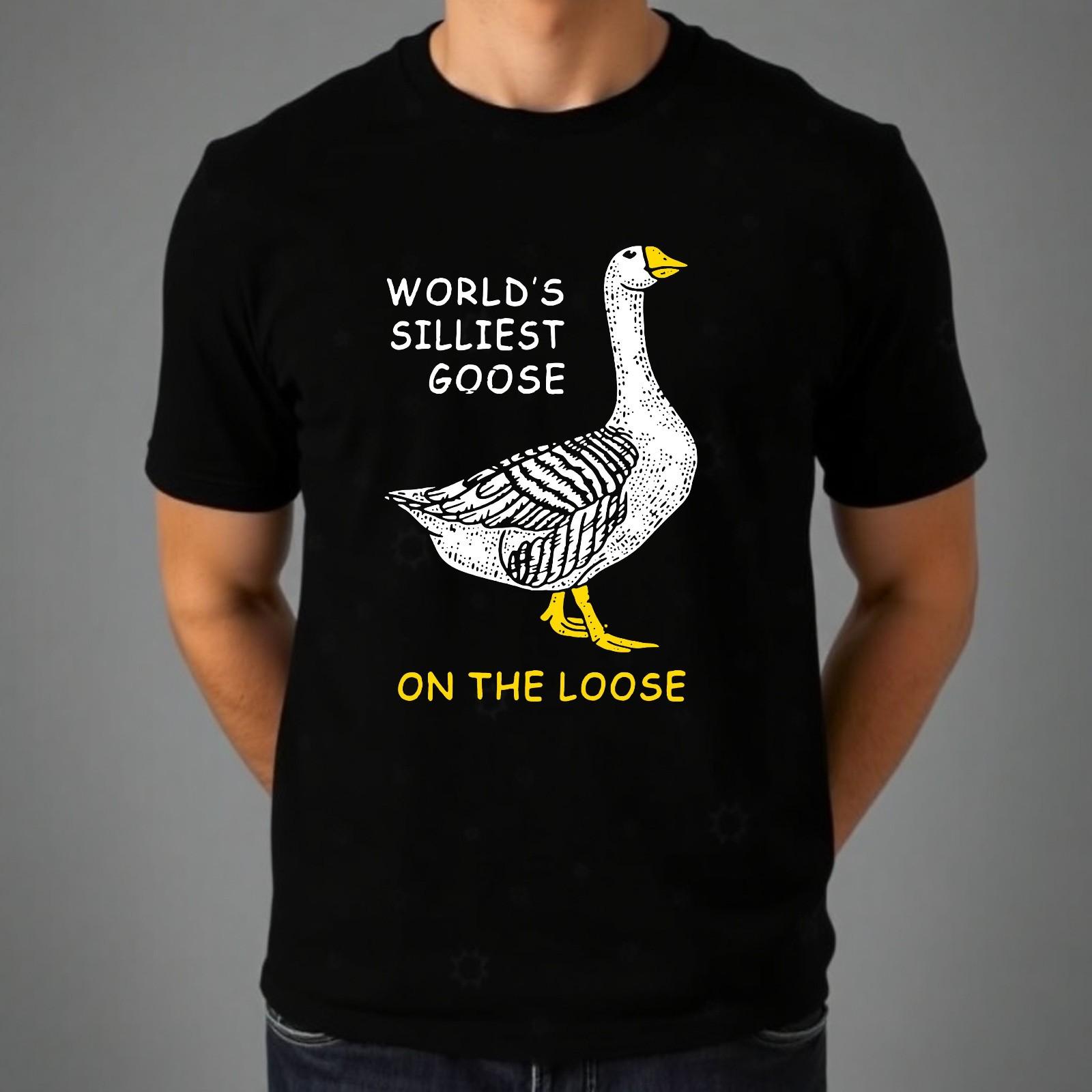 World s Silliest Goose T-shirt Funny Duck On The Loose Gift Top Men s Unisex Tee S