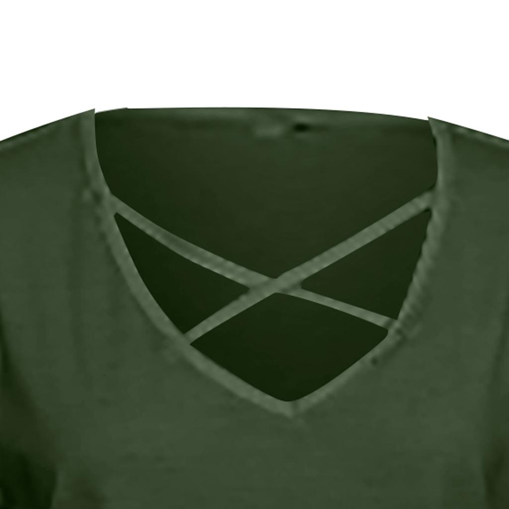 Women's Fashion Casual Color Blouse Cross Front V-Neck Short Sleeve Top