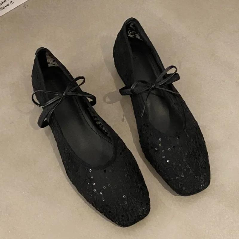 Damenmode Modischer flacher Schuh, Runde Zehenpartie Flacher Ausschnitt Mesh-Gewebe Atmungsaktiv Weichsohlig und Rutschfest Einzelne Schuhe