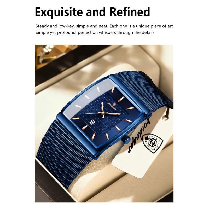POEDAGAR Luxury Casual Men Clock Stainless Steel Mesh Date Waterproof Luminous Wristwatch Quartz Fashion Watches