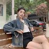 Retro Hong Kong Style Frayed Denim Jacket with Washed Slim-Fit and Pocket Design