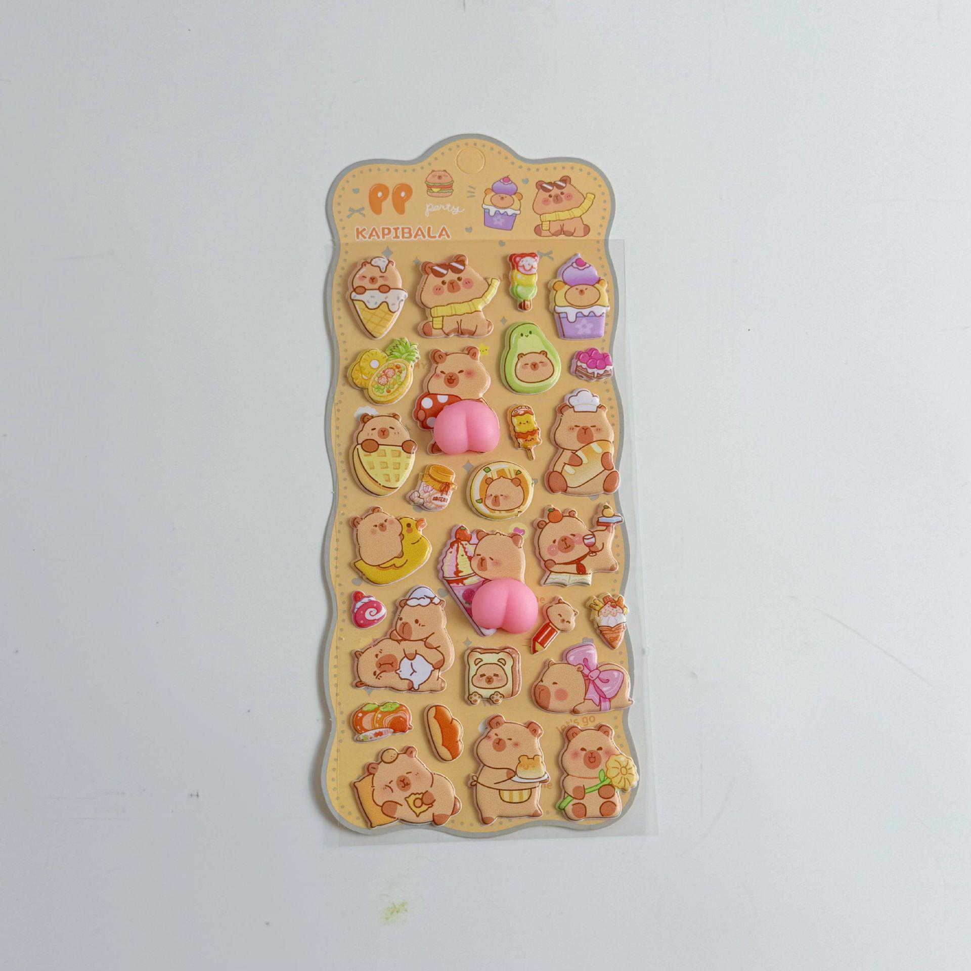 

3D Cute Buttocks Capybara Animal Stickers - Soft, Handmade Phone Case Decorations for Kids