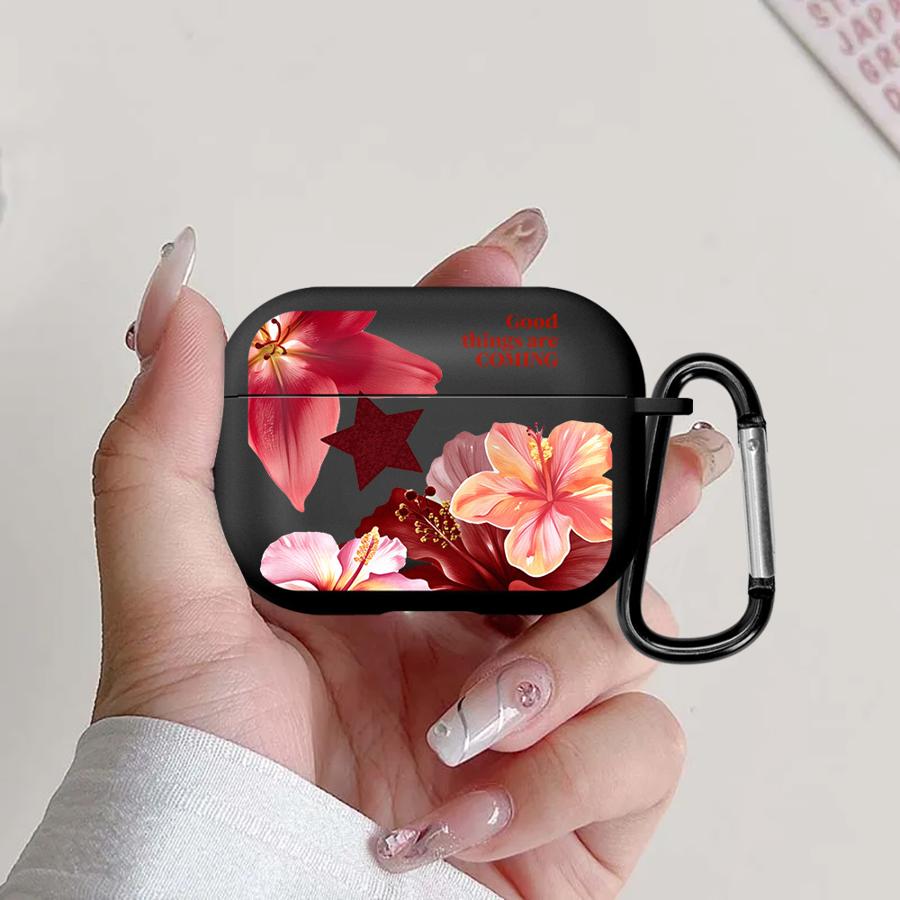 Cherry Flower Print Clear Earphone Cases Cover Case For Airpods 4 2 Pro2 Pro Pro3 3 1