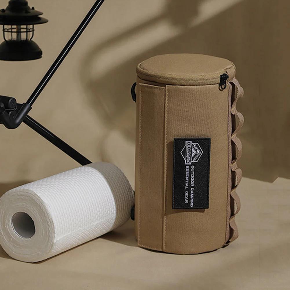 Outdoor Tissue Case Portable Roll Paper Storage Holder Polyester Waterproof Hanging Napkin Holder for Picnic Camping Hiking