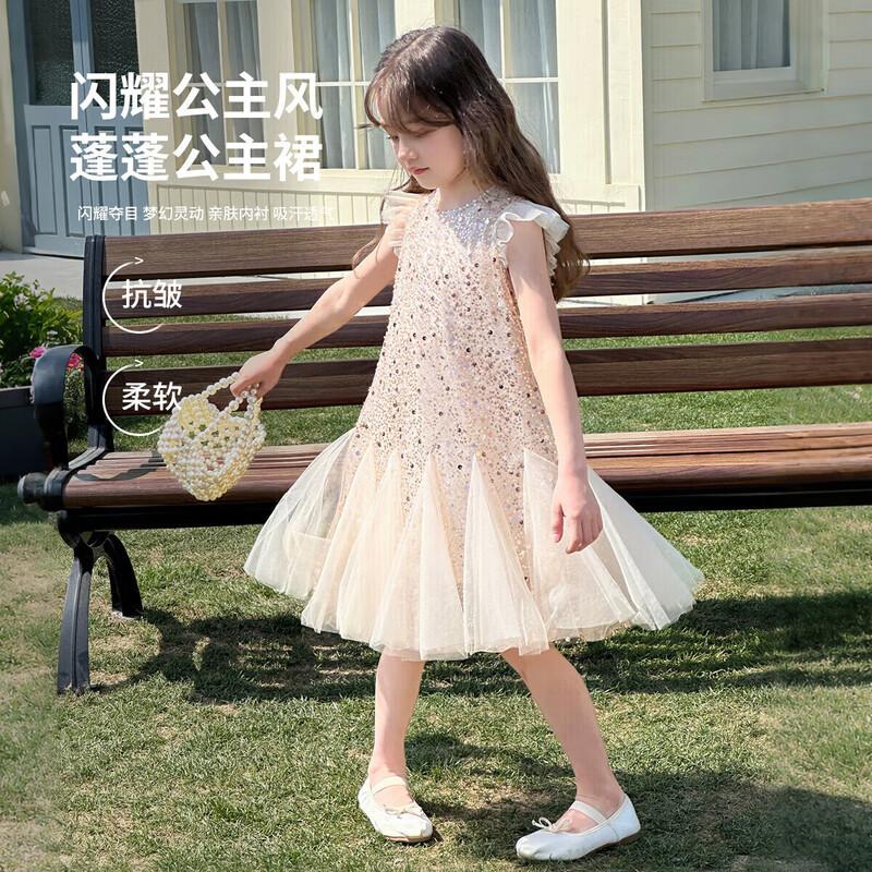 Девочкино платье-принцесса из сетки с пайетками и кружевом 130