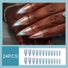 24 Stuks Meerblauw Aurora Gegalvaniseerde Kunstnagels Press-On Nagels Kunstnagel Tips Voor Vrouwen Dagelijkse Slijtage Draagbare Kunstnagels