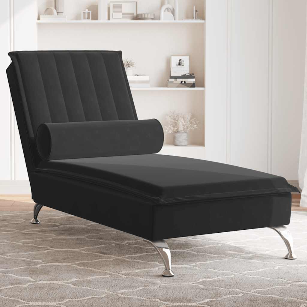 Super Merchant Vidaxl Massagestoel Met Roller, Zwart, Fluweel