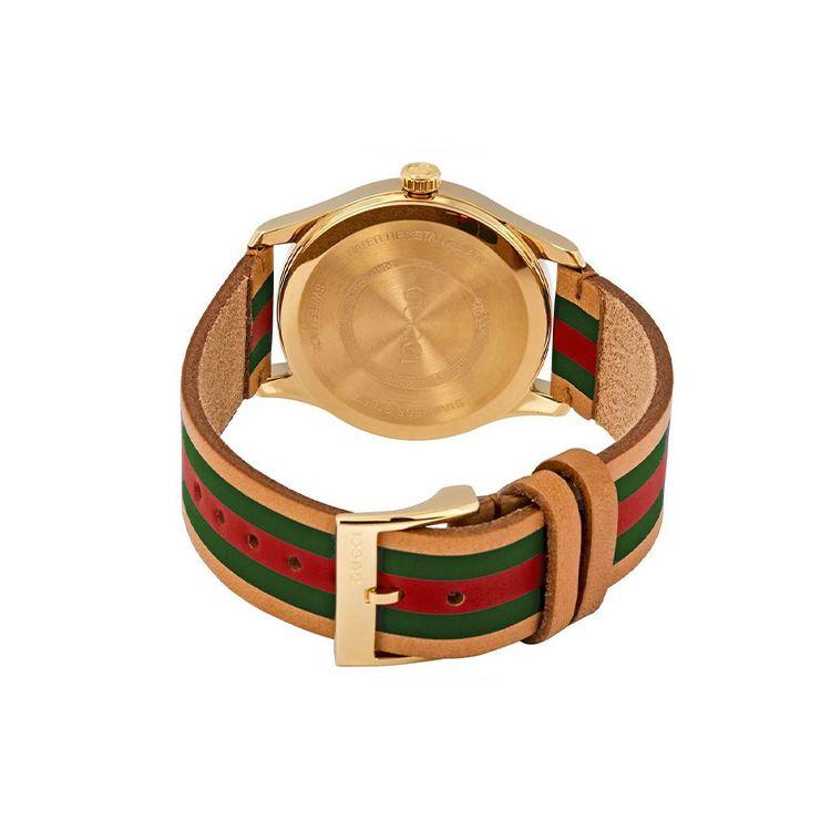 Gucci G-Timeless Series Watch Quartz Movement Leather Strap Brown Dial Vintage Red And Green Bee Unisex Watches YA1264077