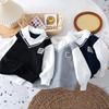 Spring and Autumn Boys' Sweaters, Children's POLO Shirts, Baby Fake Two-piece Clothes