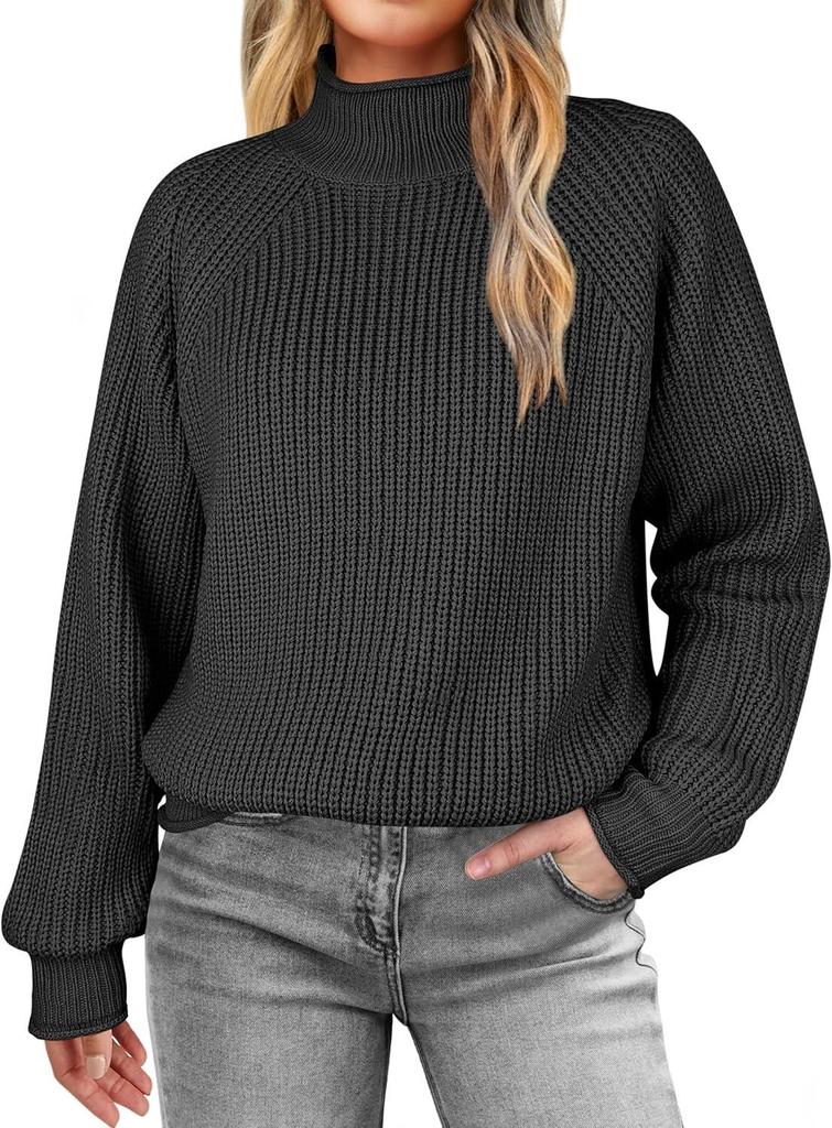 2026 Autumn/Winter Women's High Neck Solid Color Knit Sweater