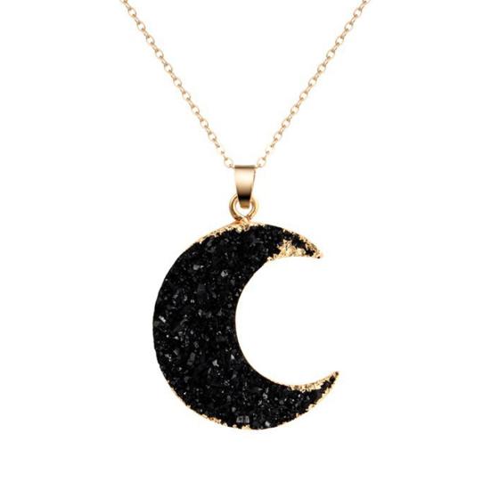 

Fashion Women Resin Crescent Moon Pendant Clavicle Chain Necklace Jewelry Gift чёрный
