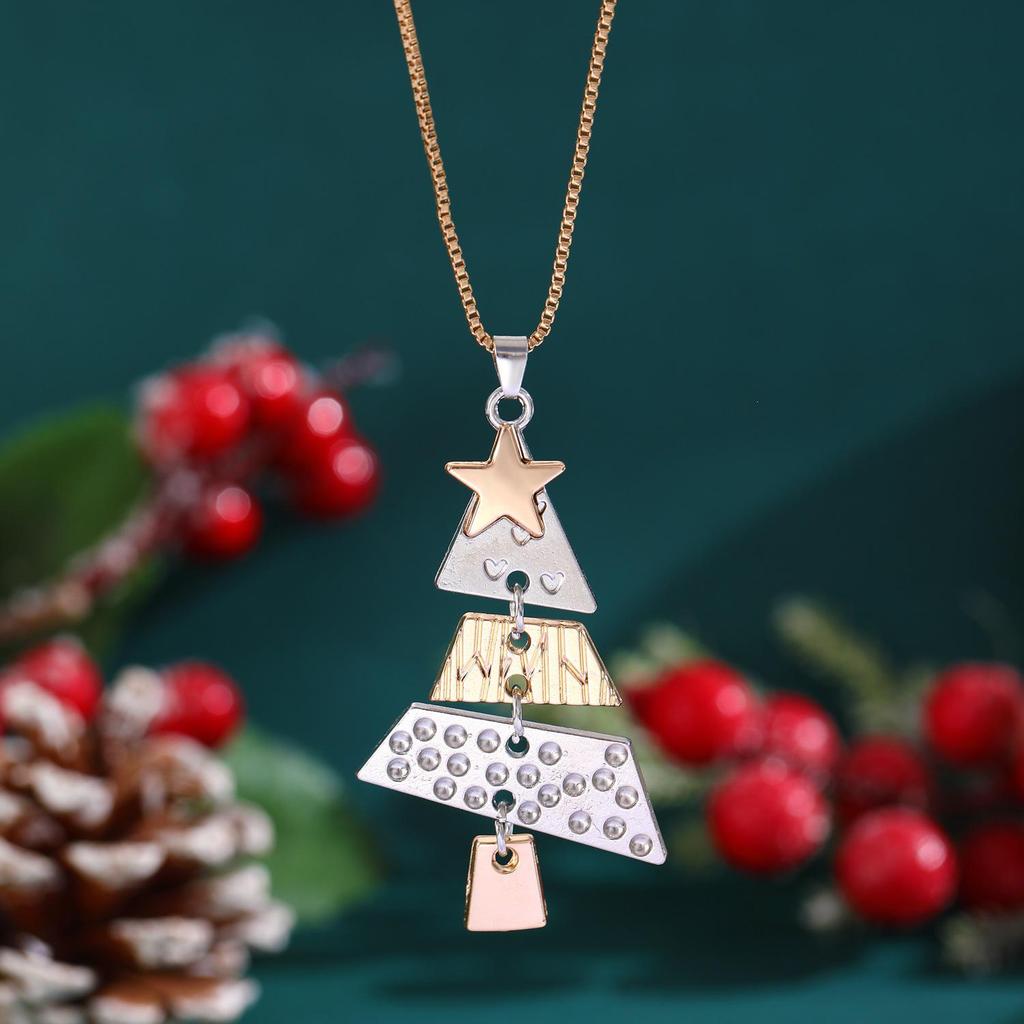 European & American Patchwork Alloy Christmas Tree Earrings for Women - Festive Fashion Party Accessory