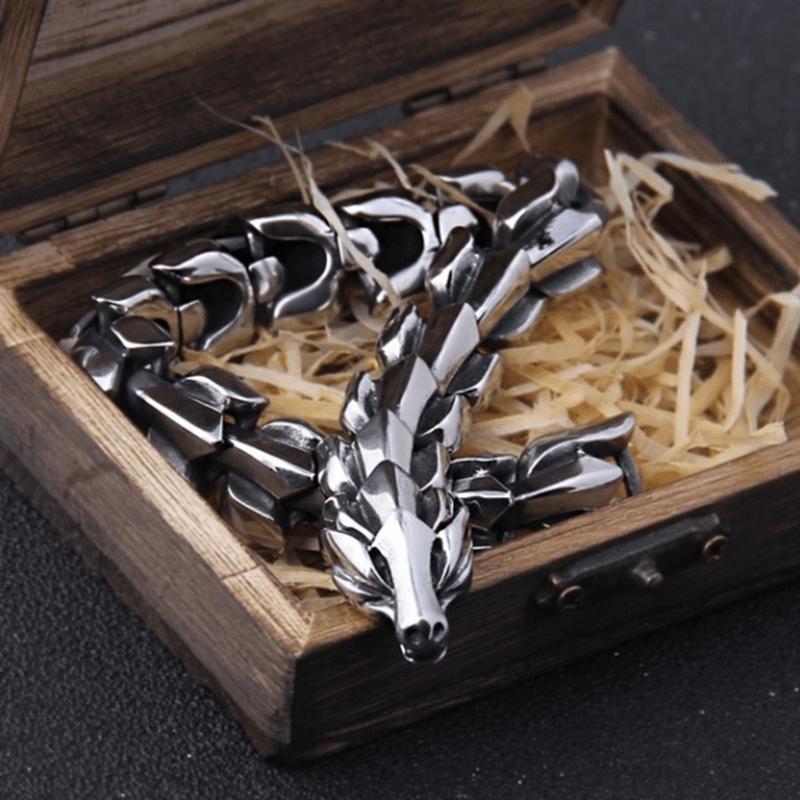 Nordic Mythology Viking Dragon Bracelet Retro Punk Bracelet Men s Fashion Jewelry Hip Hop Street Culture Bracelet 23cm/9apos;apos;