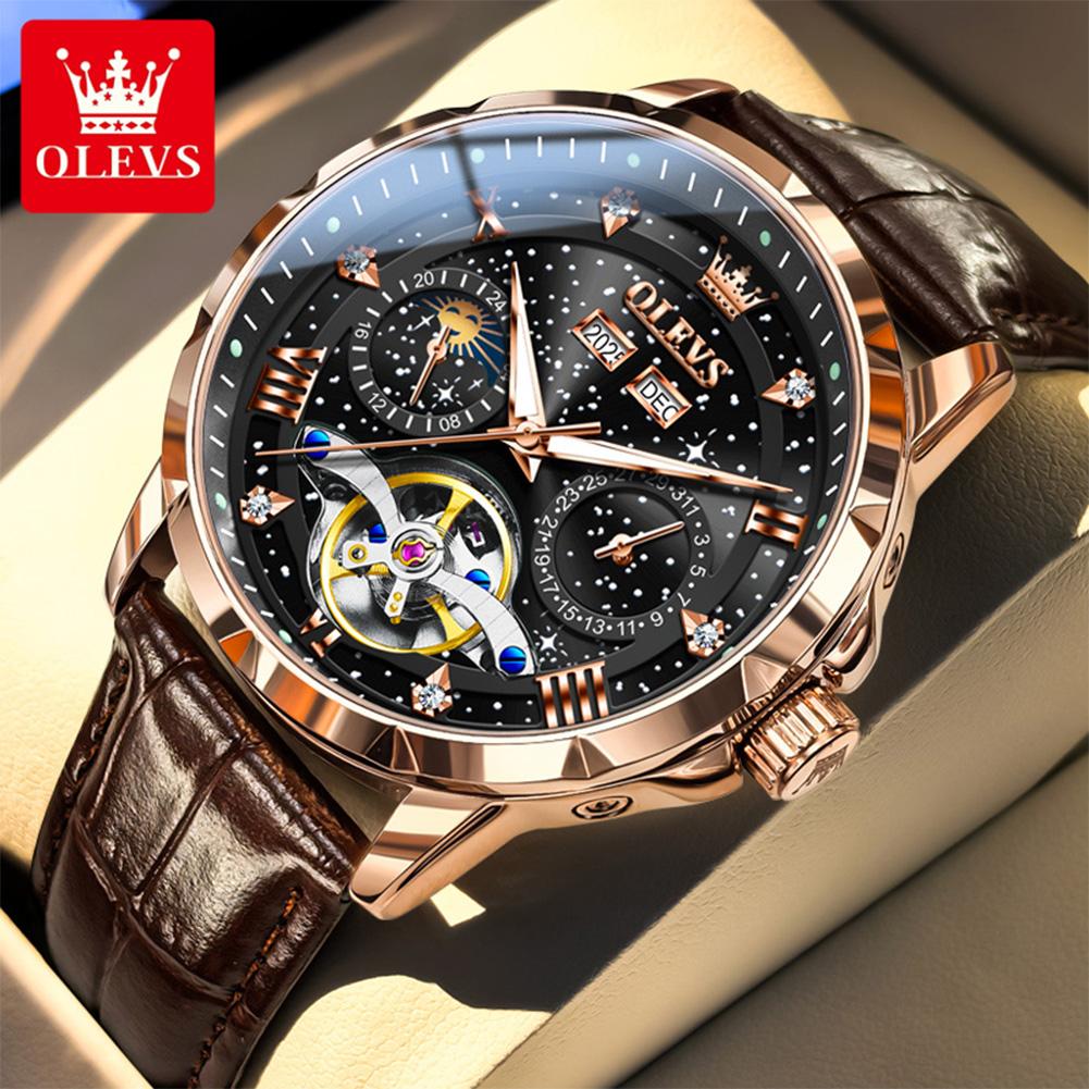 OLEVS brand multifunctional luminous starry sky flywheel fully automatic mechanical watch men's watch 6690