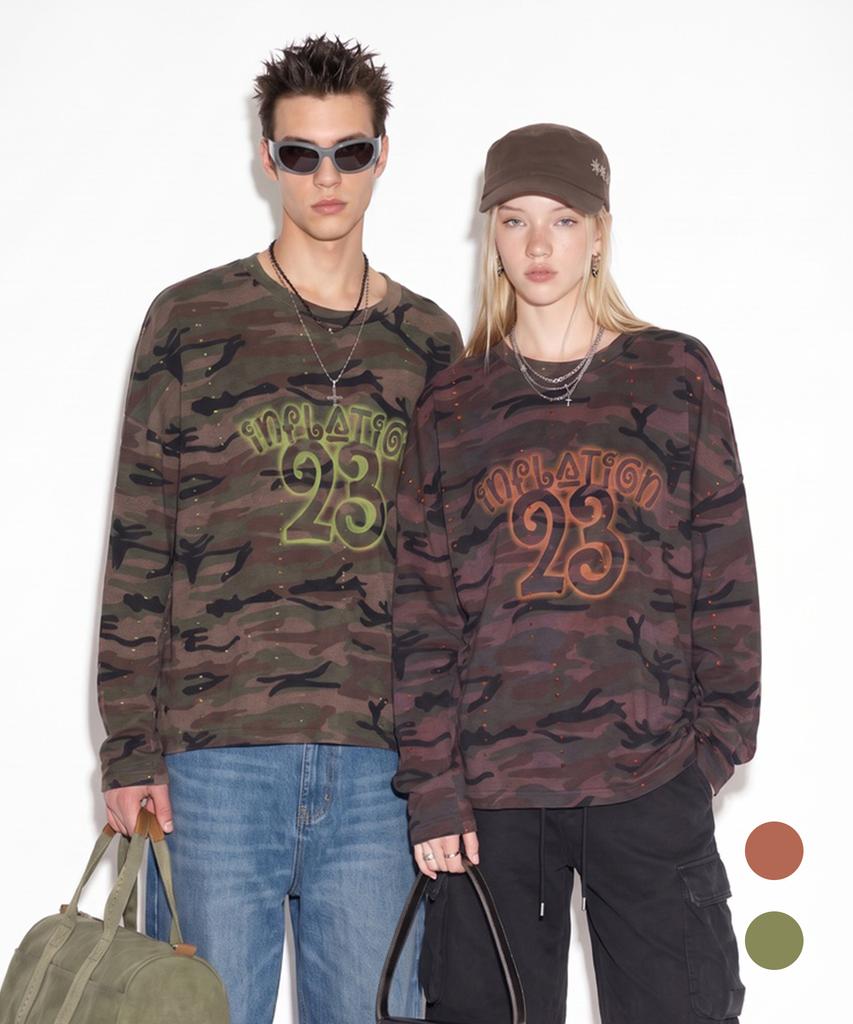 BUTTON SEOUL Grafik Camo Übergroß Langarm (2 Farben)