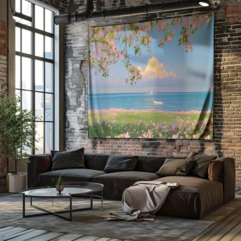 Romantic Floral Seaside Nature Beauty Creating a Dreamy Home Decor Trend Tapestry