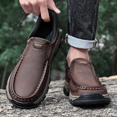 Neuer Trend Herren Echtleder Slipper Frühling Herbst Wanderschuhe Stilvolle Outdoor Freizeitschuhe Rindsleder Herren Slipper Mokassins