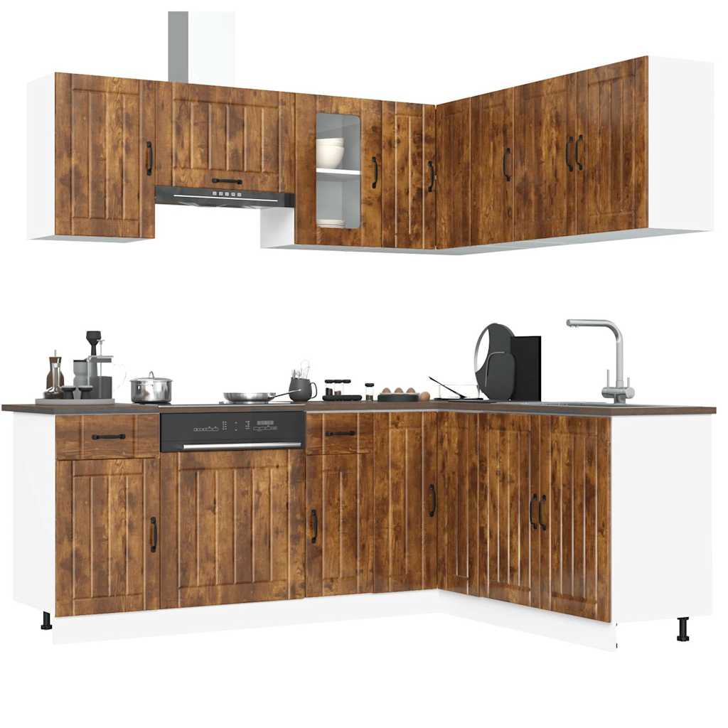 11 Piece Kitchen Cabinet Set Lucca Smoked Oak Wood Based Material