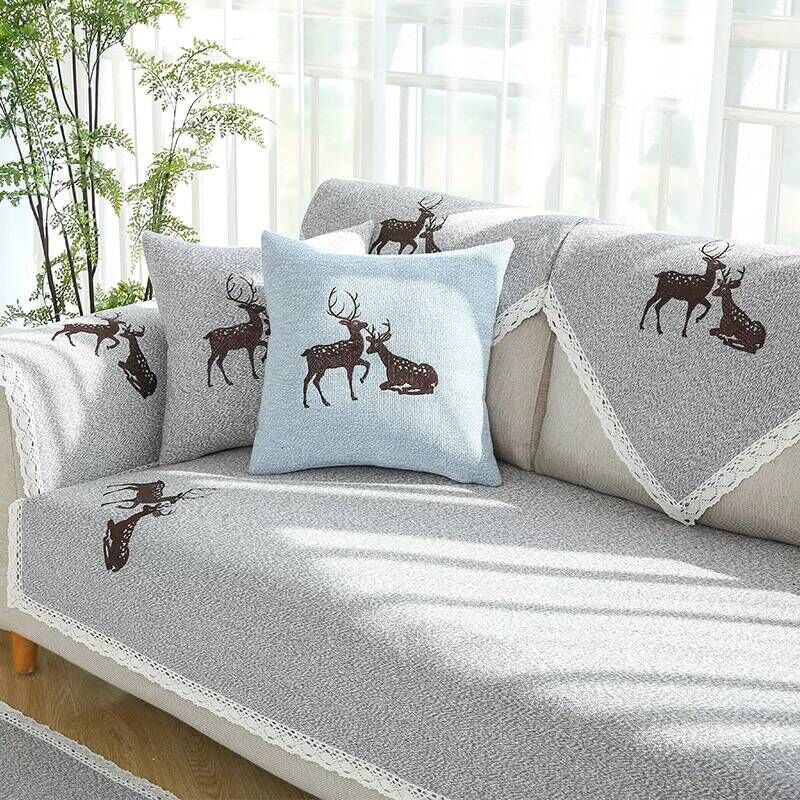 Sofa Cushion Four Seasons General Fabric Cotton Non-slip Simple Modern Summer Garden Living Room Cotton Linen Sofa Cover Hood.
