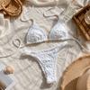 Deep V Halter Bikini Set Two-Piece Summer Beachwear Push Up Ladies' Swimwear  Beachwear