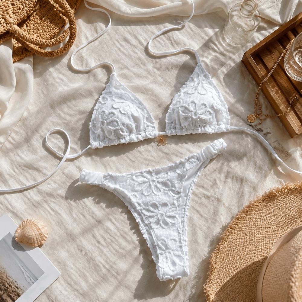 Deep V Halter Bikini Set Two-Piece Summer Beachwear Push Up Ladies' Swimwear Beachwear