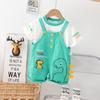 Boys' 2023 Summer Dinosaur Short-Sleeve Overalls Set - Two-Piece Outfit for Kids