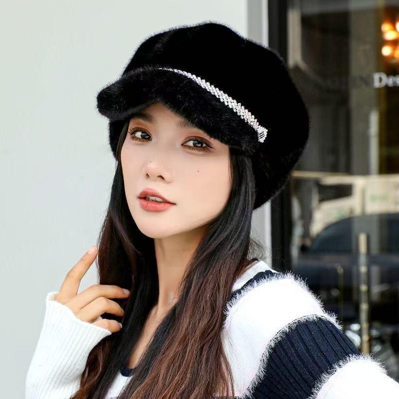 Women S Faux Fur Beret Winter Warm Thick Fashionable Hat