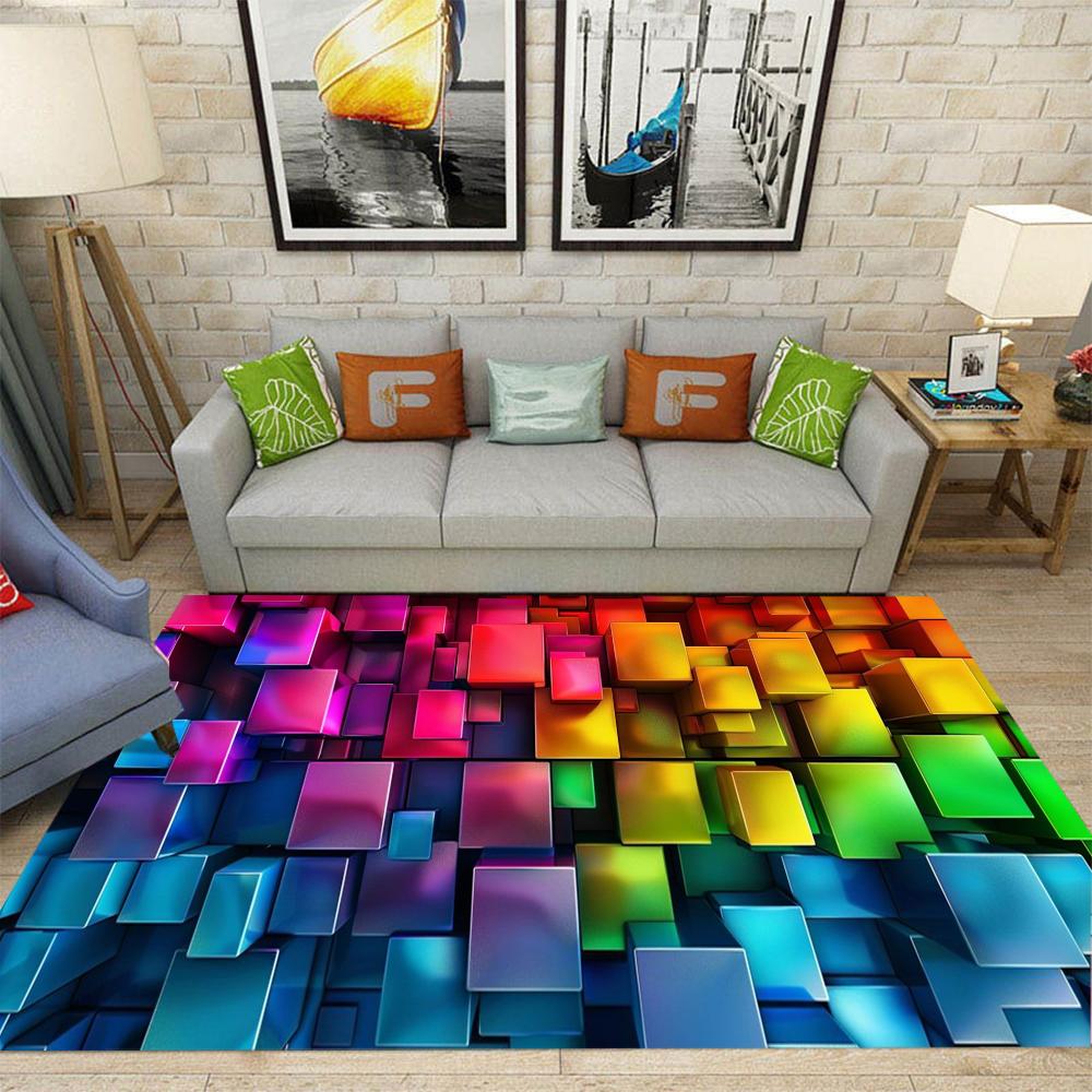

Visual 3D Carpet Colorful Geometric Tape Dice Mat Living Room Bedroom Anti Slip Decoration Rug Home Decoration 40x60cm