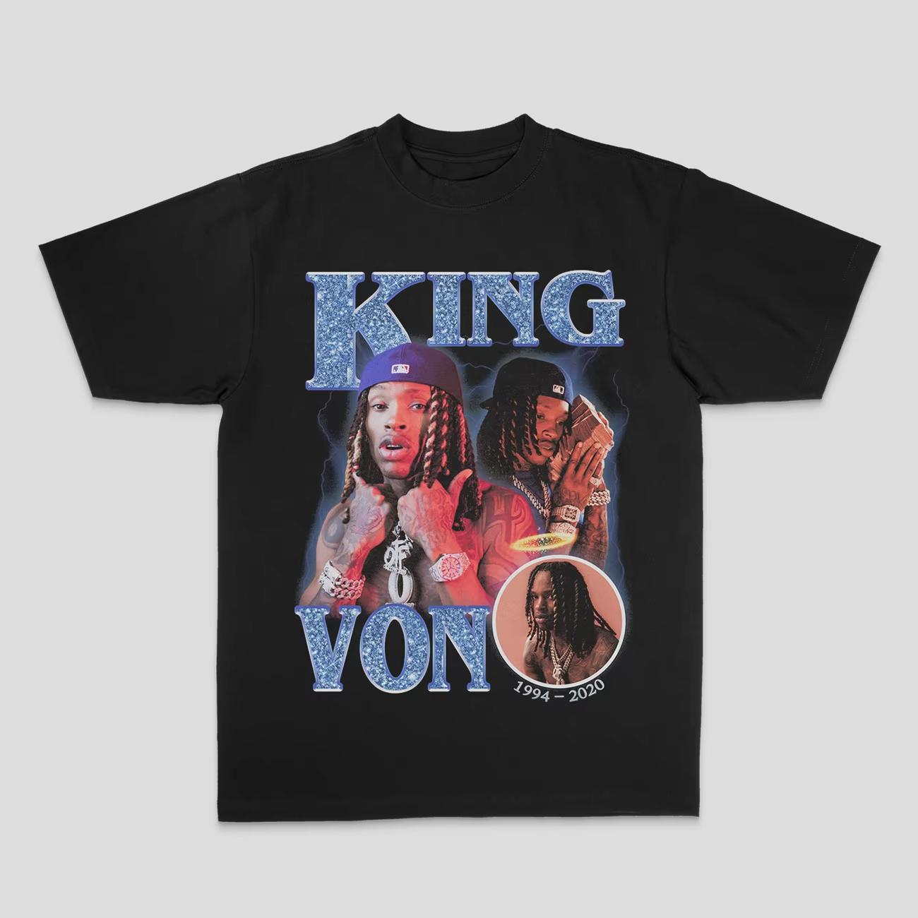 ZheXiong TEE Europese en Amerikaanse King Von hiphop rock rap top high street sportief casual losse heren T-shirt grafische t-shirts M