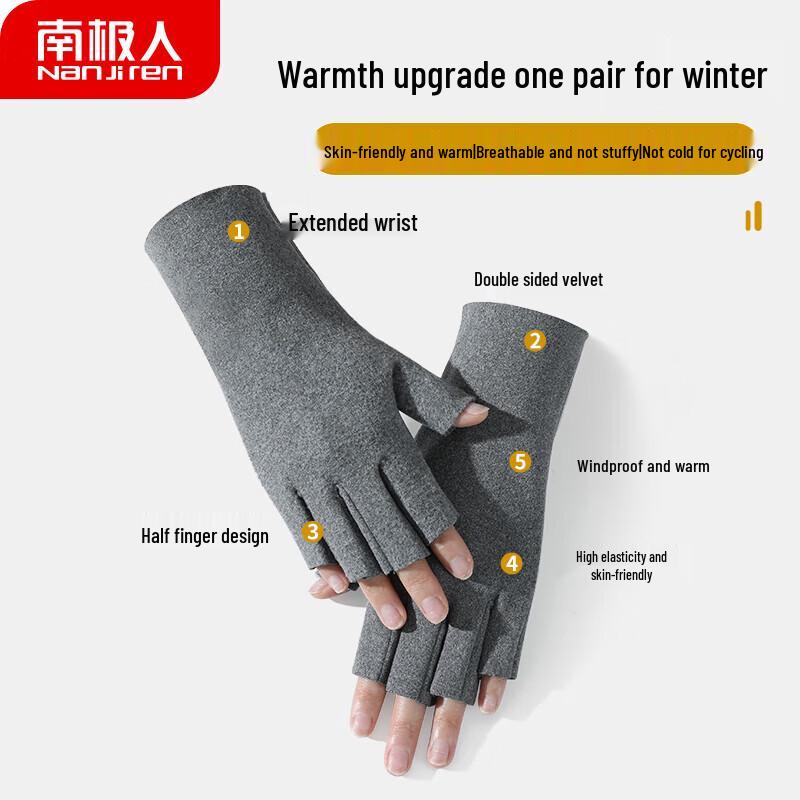 Nanjiren Women's Winter Half-Finger Gloves