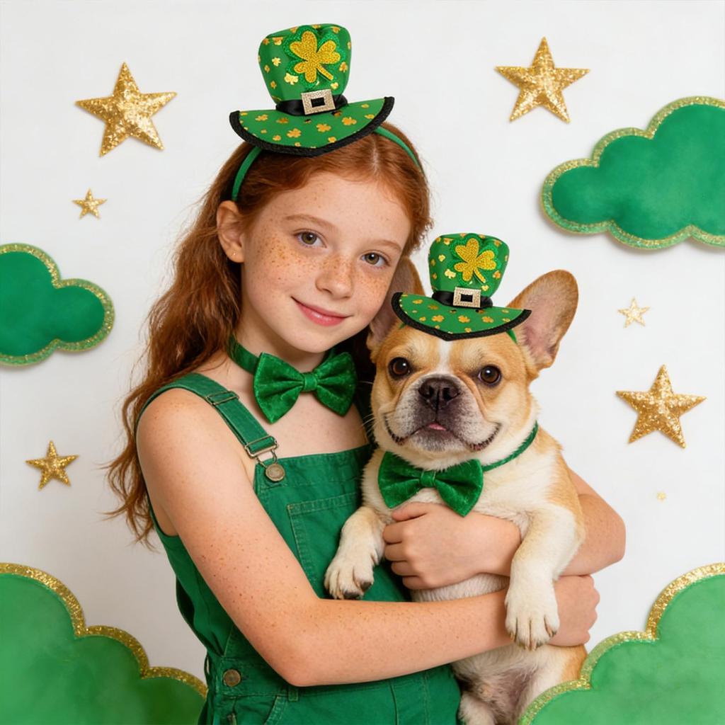 St Patrick Day Dog Bow Tie Dog Bow Tie Green Style Pet Samll Dog Bowtie Dog Cat Bowties Small Dog Grooming Accessories