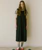 Green Butter Cotton Nylon Pintuck Dress (Navy)