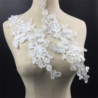 1 Pair Lace Applique Sewing Trimmings Craft Bridal Dress Decor
