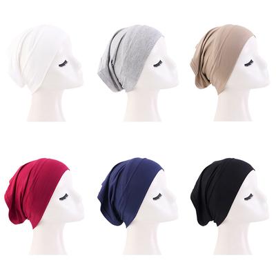 Modal Cotton Opening Muslim Bottoming Cap, Solid Color Chemotherapy Cap, Headscarf Cap Jdu-58