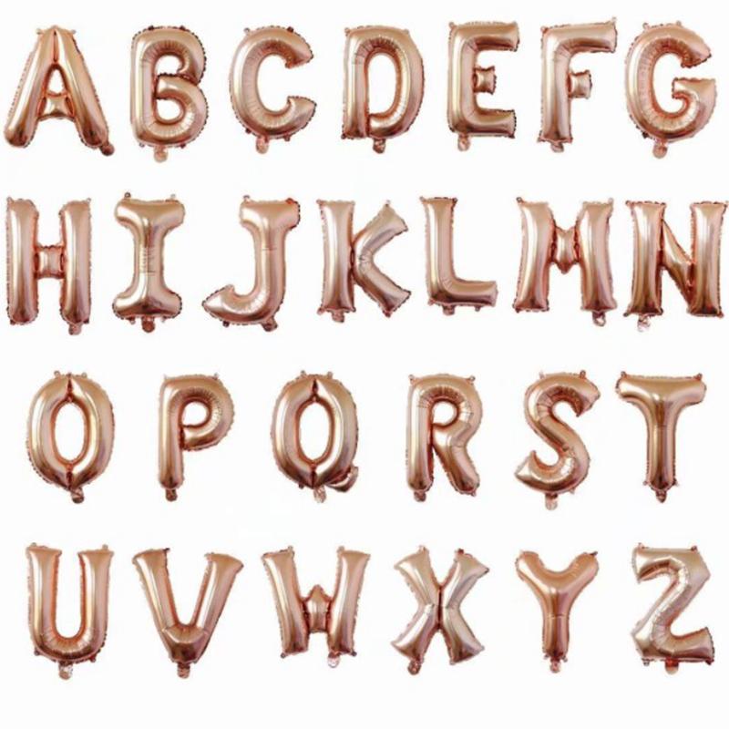 50pc 16 Inch Red Rose Gold Silver Foil Letter Alphabet Balloons Wedding Happy Birthday Party Decoration Kids Baby Shower Supplies KTY