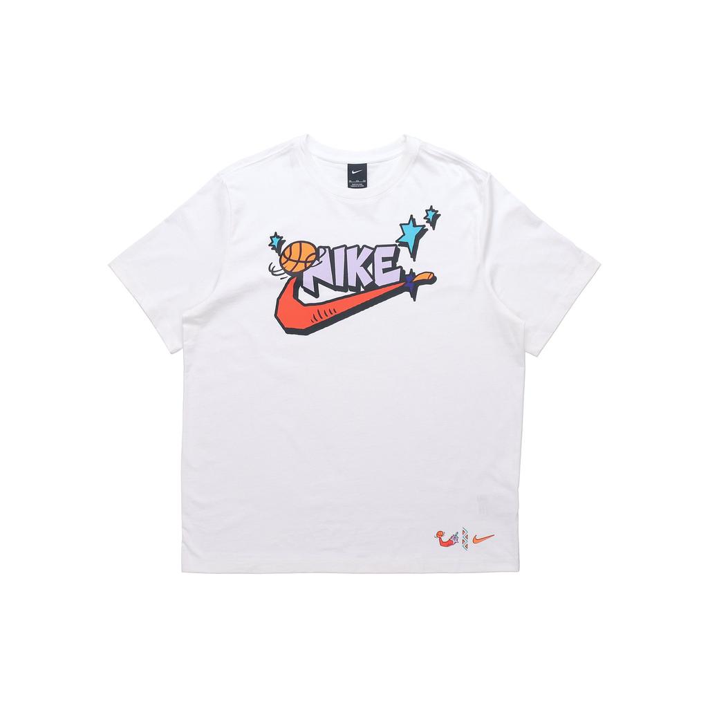 Nike Basketball Logo Print Crew Neck Tee Men Tops White DD9373-100