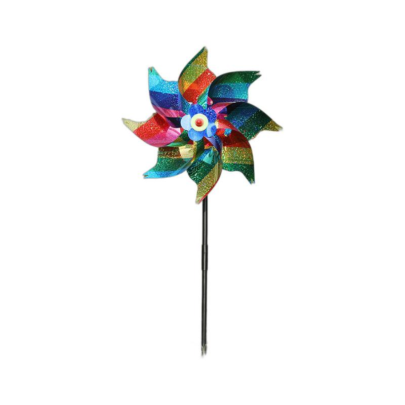 Striped Laser Rainbow Pinwheel Bird Repellent Toy