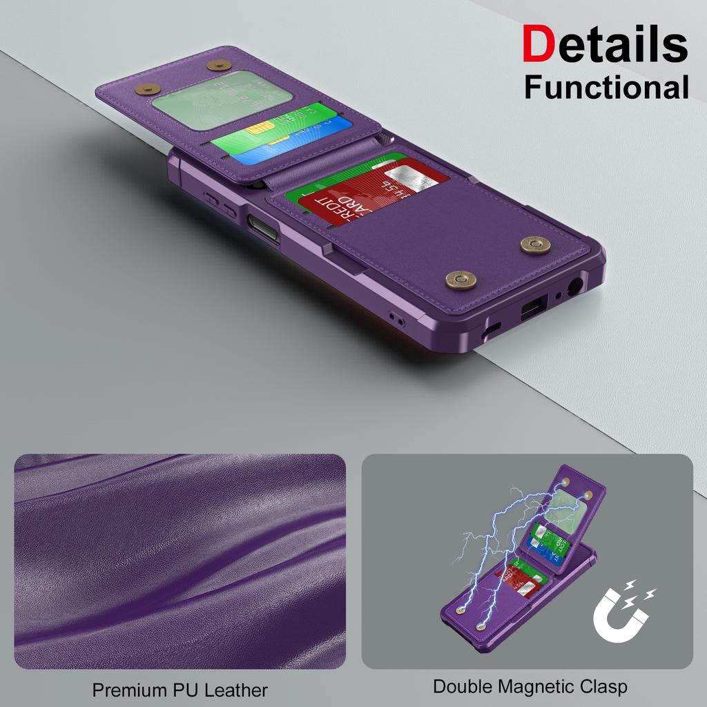 Vertical Cards Solt Wallet Leather Case For Samsung Galaxy S25 Ultra S24 FE S23 Plus S22 A16 A55 A35 A15 A25 A54 Anti Fall Cover
