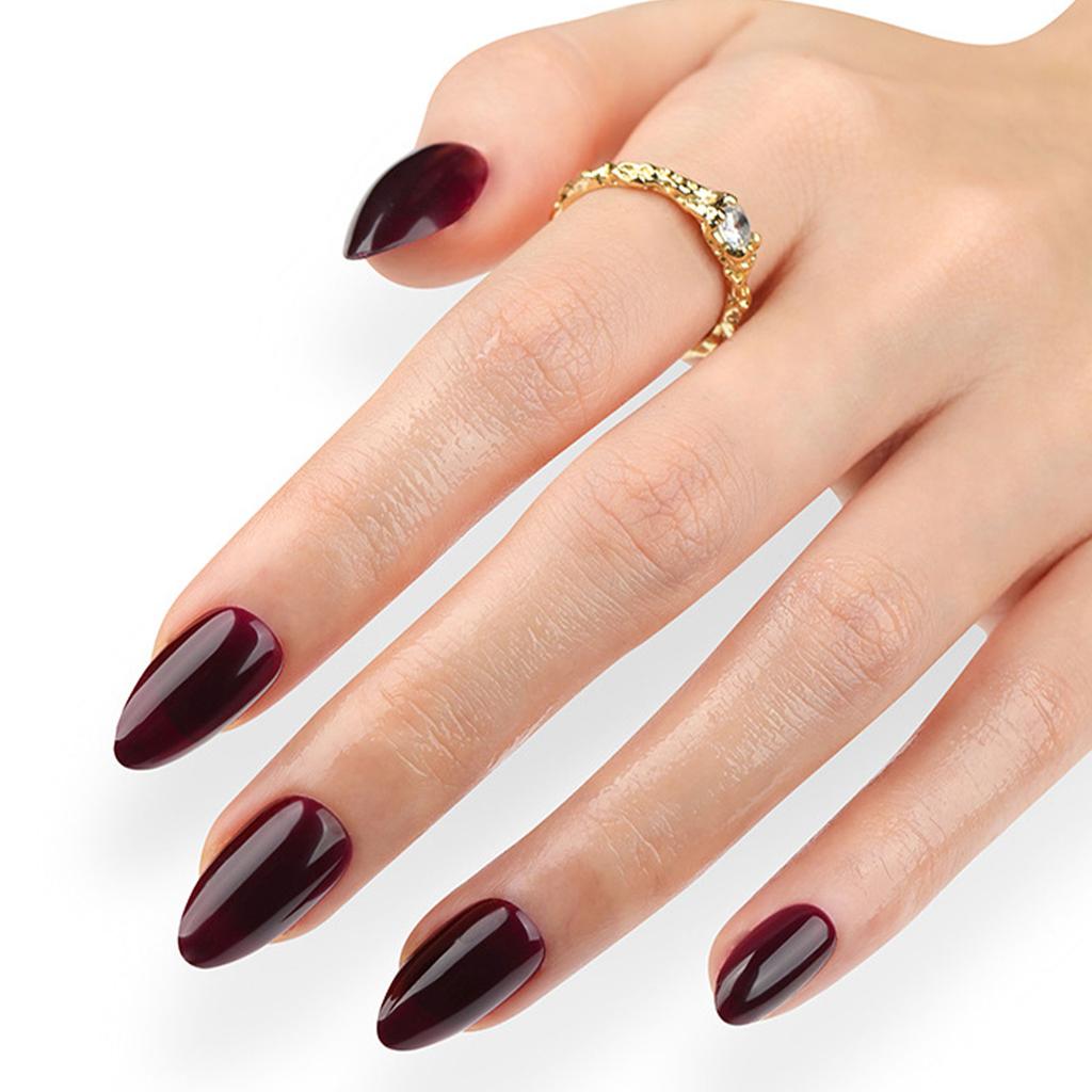 Kurze Mandel-Press-on-Nägel 30 Stück Weinrote Falsche Nägel in 15 Größen Glänzende Falschnägel Acryl-Klebenägel für Frauen