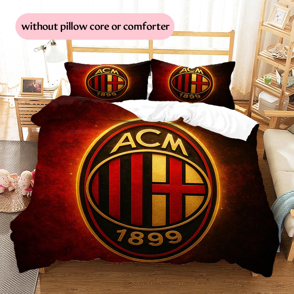 AC Milan Pattern Bedding Home Decoration Birthday Gift (1 * duvet cover + 2 * pillowcase, without core)