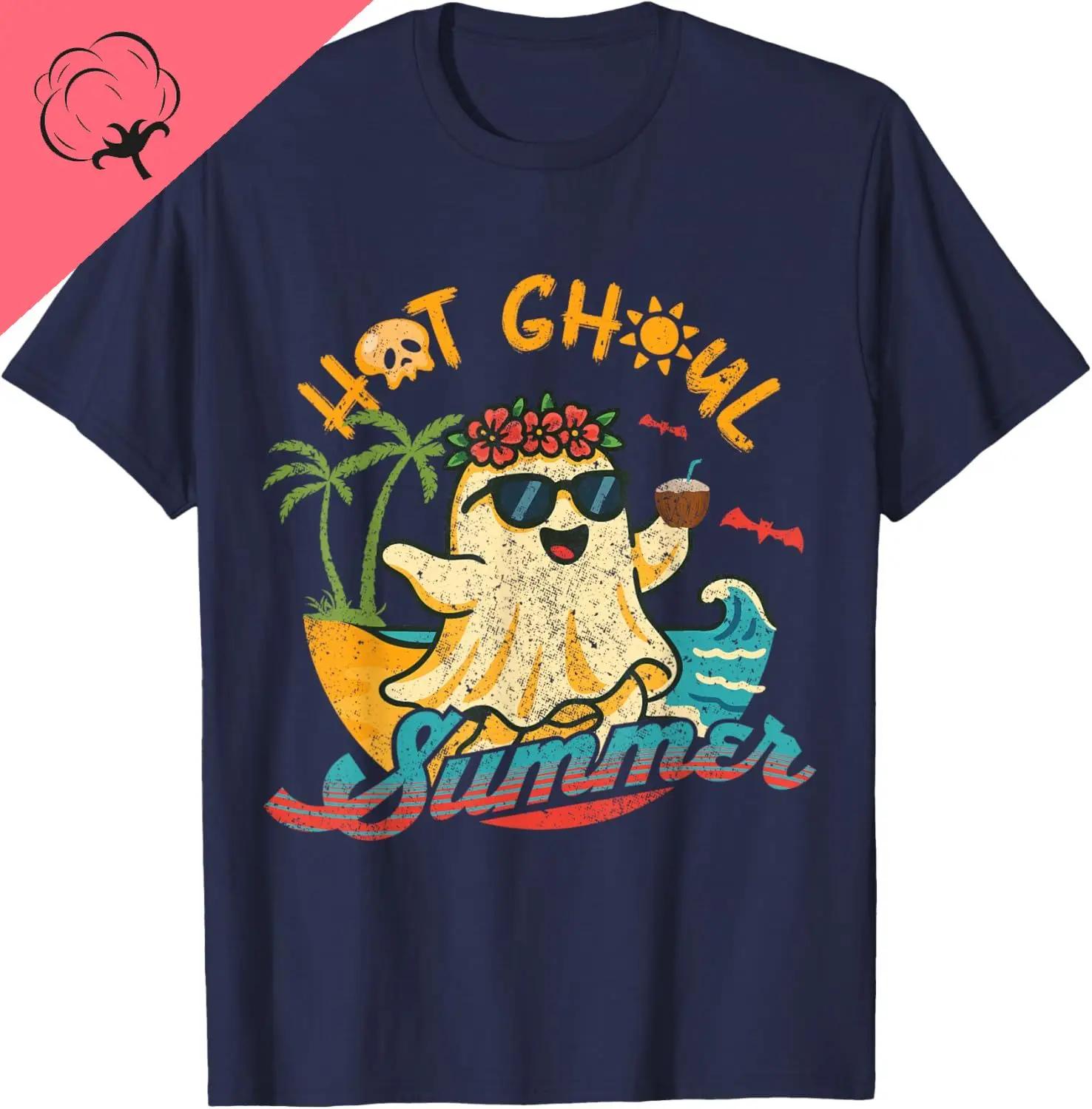 

Hot Ghoul Summer Ghost Vacation Graphic Tee Unisex Women Soft Cotton TShirt S
