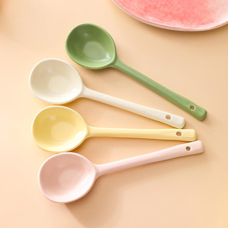 Kangmo Cream Style Ceramic Soup Spoons