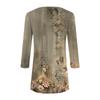 Women's Fashion Casual Crew-neck Floral Print Seven-point Sleeve Shirt Belted Loose Comfortable Top