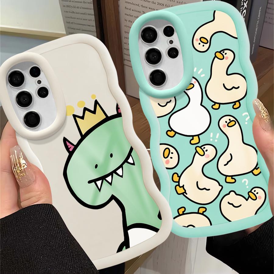 Soft Phone Cover Case for Samsung Galaxy S22 Ultra S23 Plus S24 A26 A25 S25 S20 FE S21 A55 A34 A36 A24 A35 A54 Cartoon Dinosaur