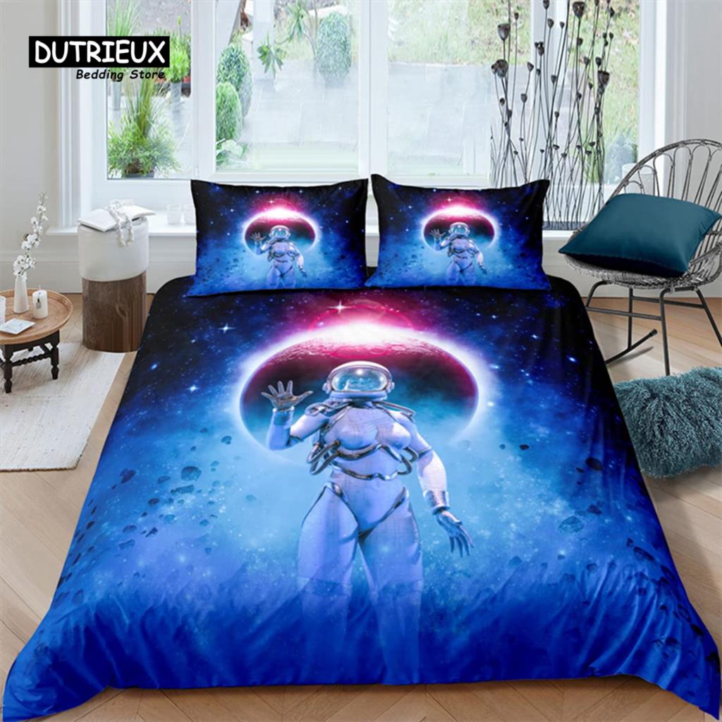 Robot Duvet Cover Set Cartoon Space Robot Bedding Set Patchwork Transformer Futuristic Machine Comforter Cover Twin Full For Boy